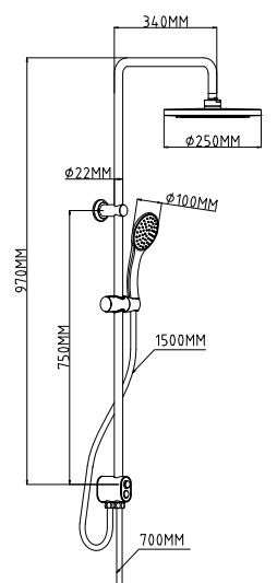 Душевая система ST1550B, черный, ESKO