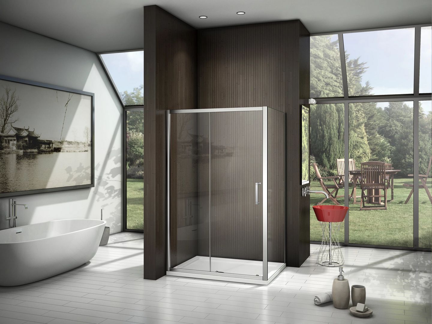 Душевой уголок Good Door Latte WTW+SP-110x100-C-WE, ЛА00008/ЛА00028