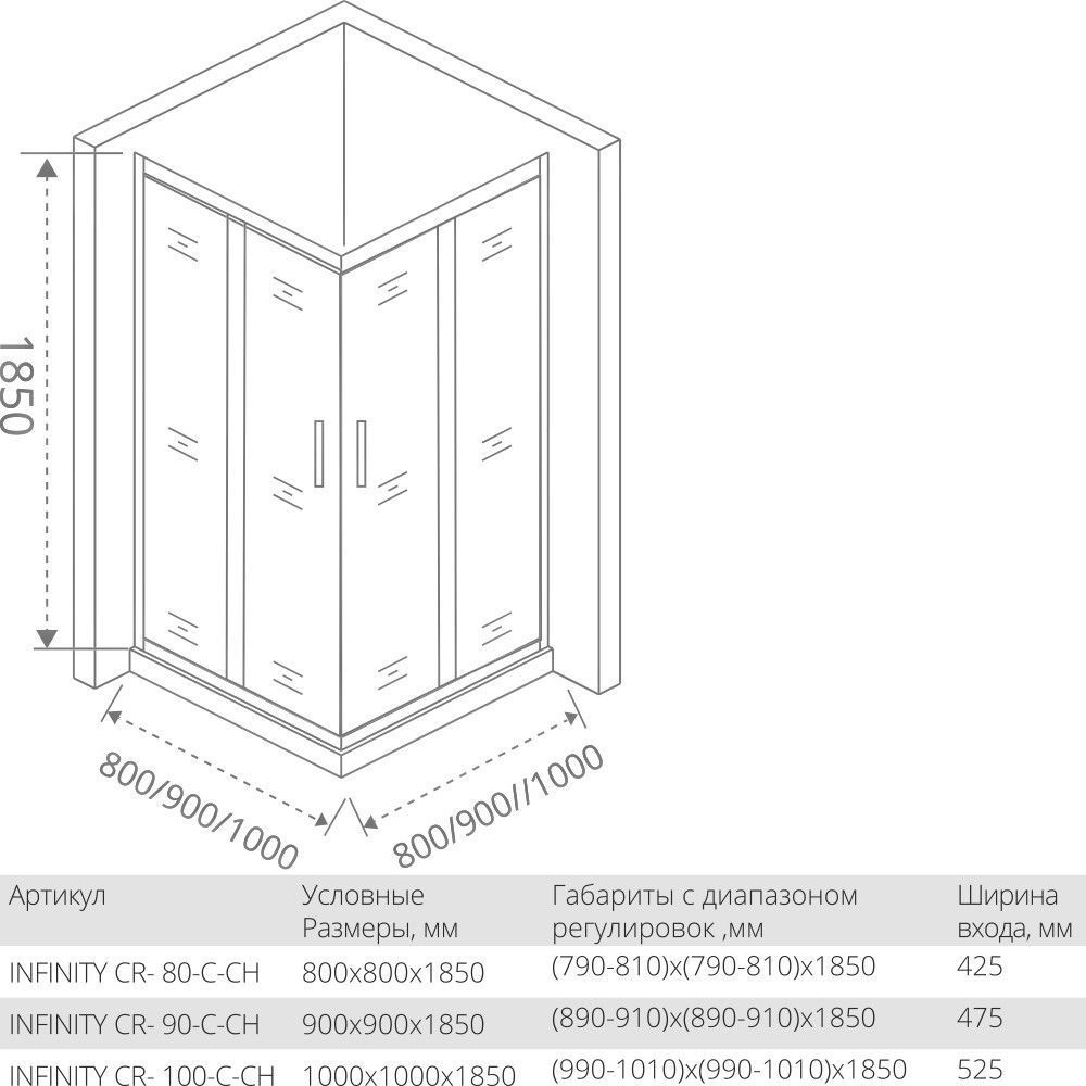 Душевой уголок Good Door Infinity CR-100-C-CH, ИН00020