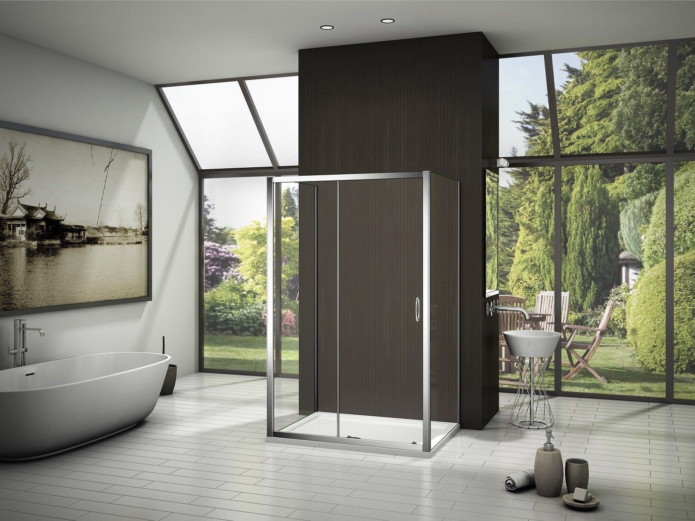 Душевой уголок Good Door Latte WTW+SP+SP-110x100-C-WE, ЛА00008/ЛА00028/ЛА00028