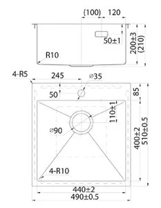 Мойка кухонная Iddis Haze HAZ49GMi77, 49 см, нержавеющая сталь, графит матовый