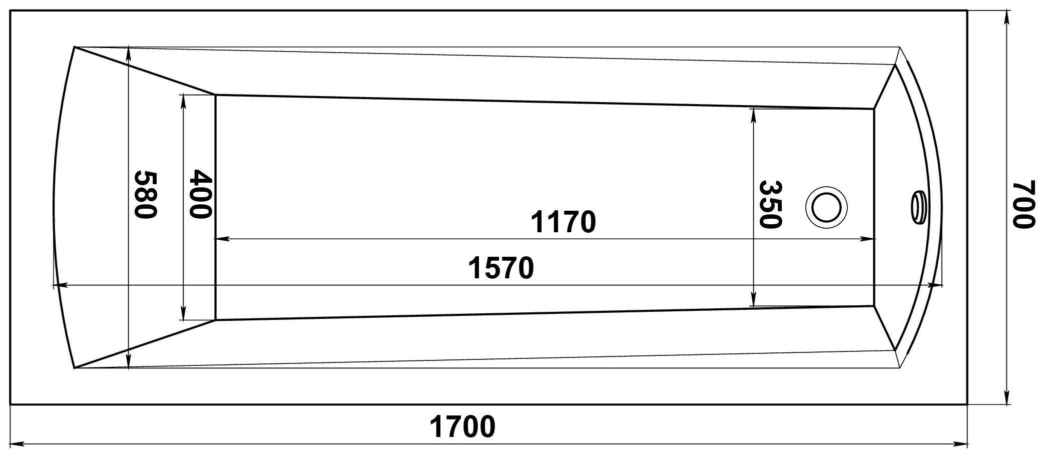 Акриловая ванна BAS Бали Pro 170x70, БАВ0003