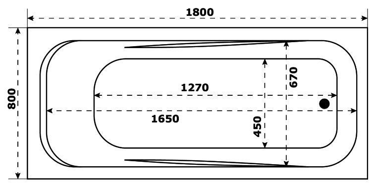 Акриловая ванна BAS Кварта 180x80, В 00017