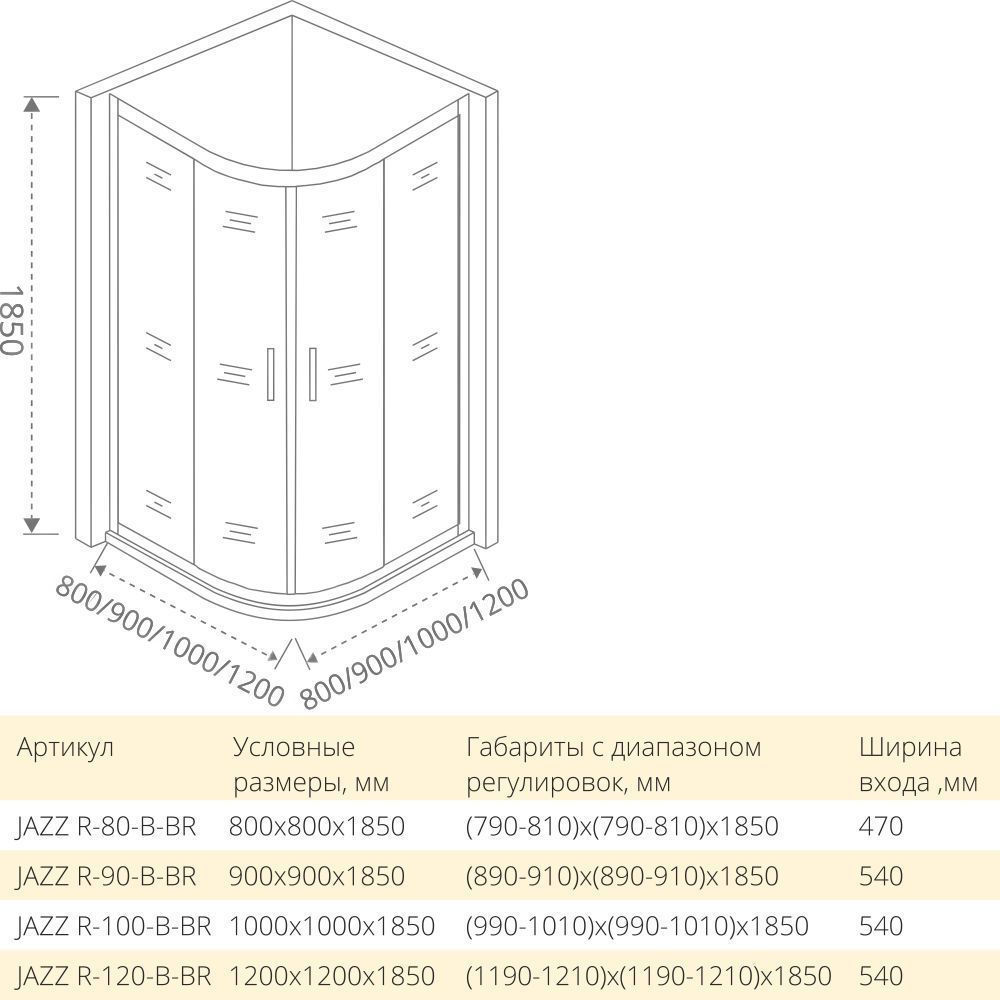 Душевой уголок Good Door Jazz Gold R