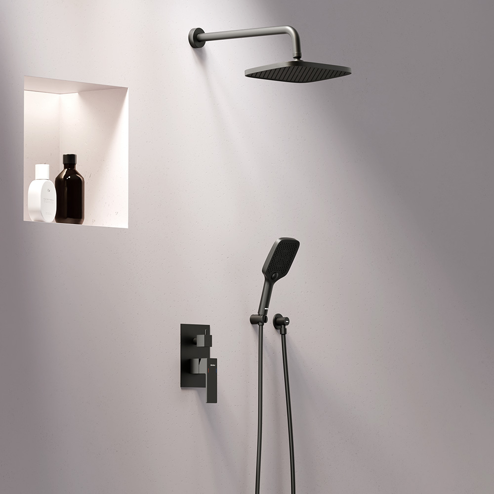 Встраиваемая душевая система Gala с ванно-душевым смесителем, цвет: чёрный
