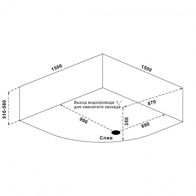 Акриловая ванна BAS Аура 150x150, В 00004