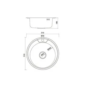 Мойка кухонная Iddis Basic BAS51S1i77, D510, круглая, нержавеющая сталь, цвет сатин