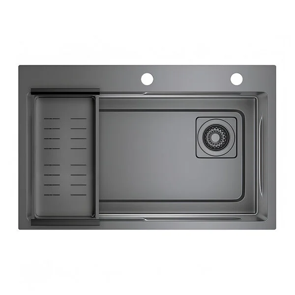 Кухонная мойка Raglo R702.7246.09, 72 см, нержавеющая сталь, коландер в комплекте, PVD графит матовый