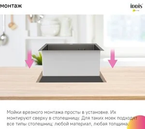 Мойка кухонная Iddis Haze HAZ49GMi77, 49 см, нержавеющая сталь, графит матовый