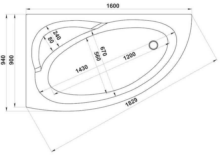 Акриловая ванна BAS Сагра New 160x90