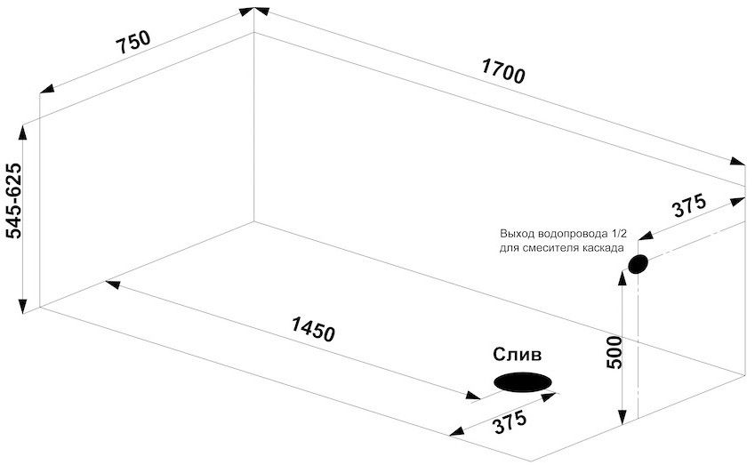 Акриловая ванна BAS Веста 170x75