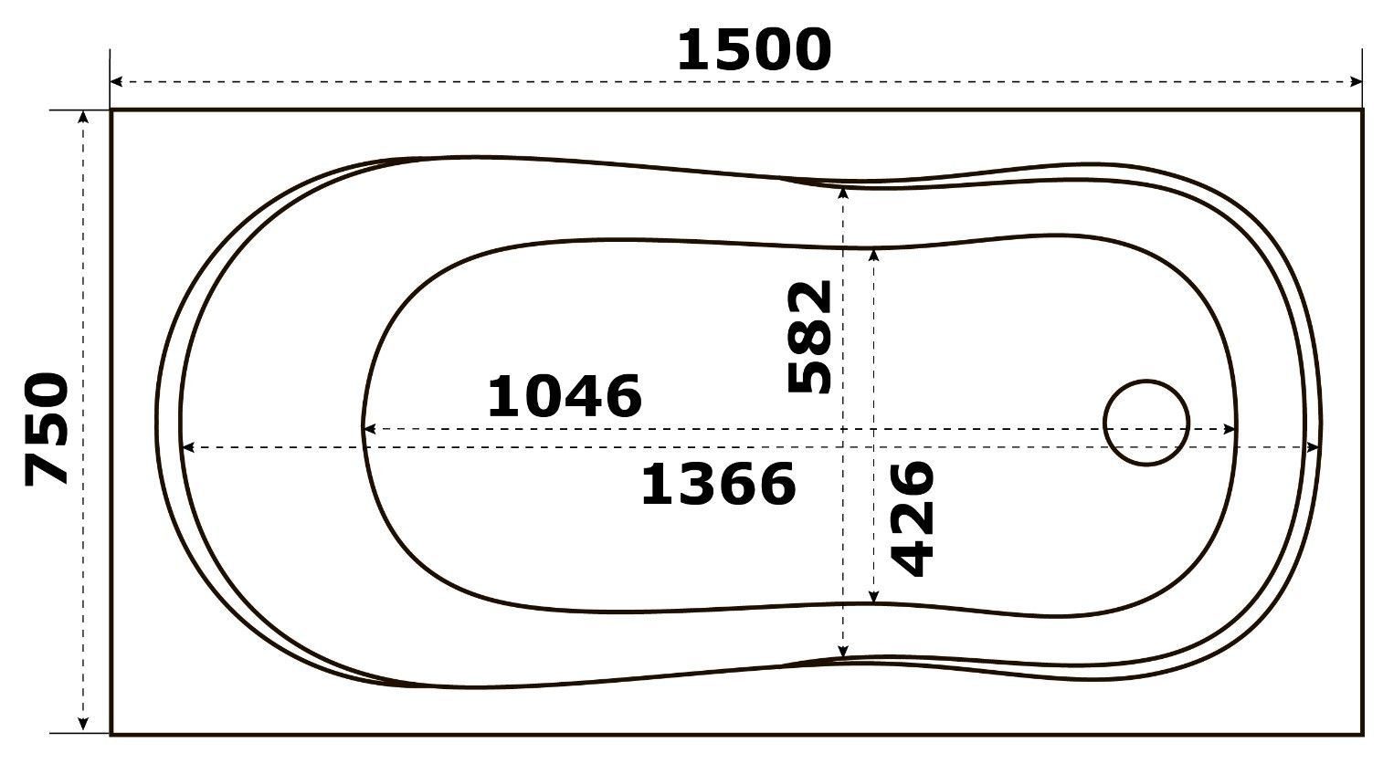 Акриловая ванна BAS Нормана 150x75, З 00133