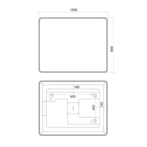 Зеркало Iddis Uniq UNI1080i98, 80 см, с LED-подсветкой, с сенсорным выключателем, цвет белый
