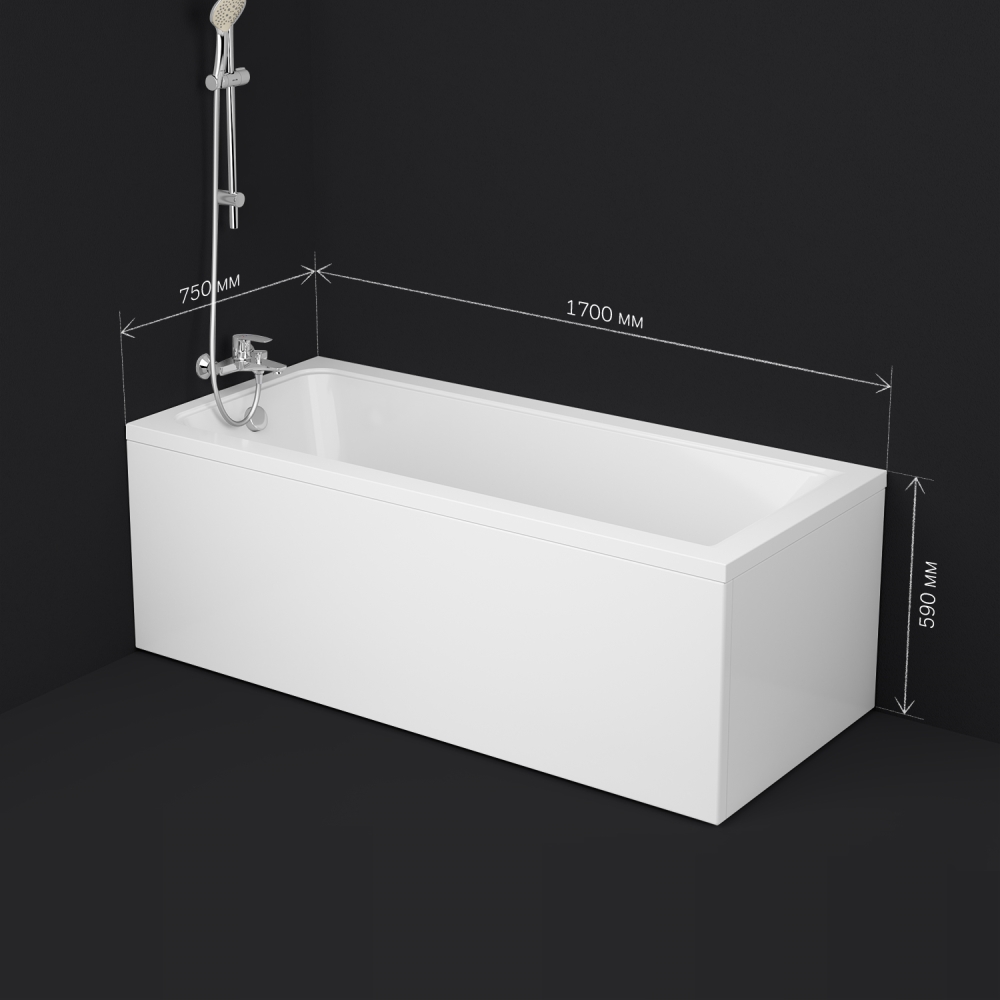 Ванна акриловая Gem 170x75см