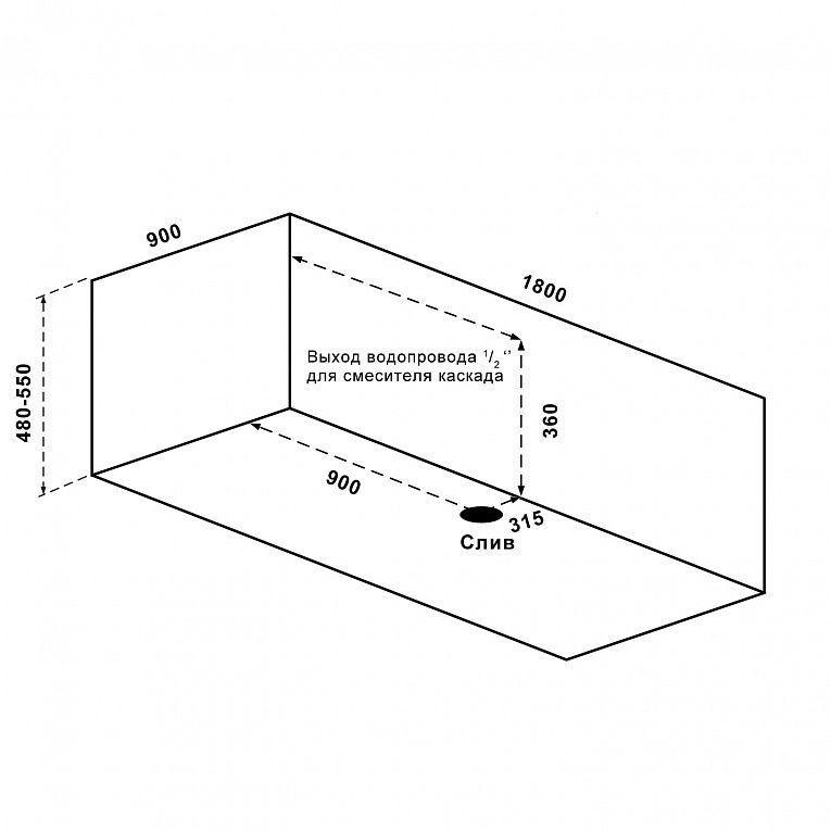 Акриловая ванна BAS Ньюлав 180x90, В 00063