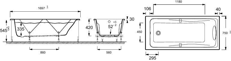 Ванна акриловая Jacob Delafon Odeon Up 170x75, E60491RU-00