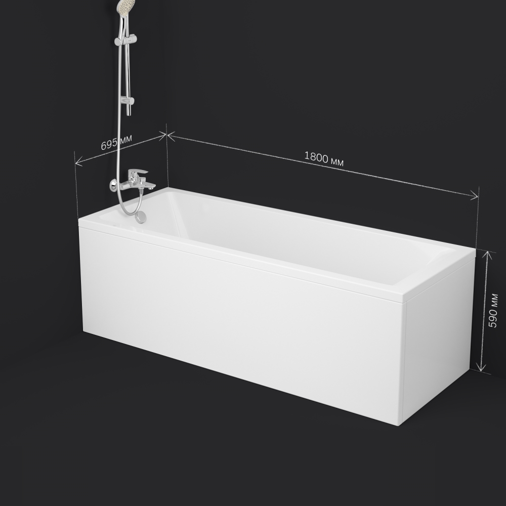 Ванна акриловая Gem, 180x70 см