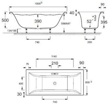 Ванна акриловая Jacob Delafon Evok 180x80, E60269RU-00