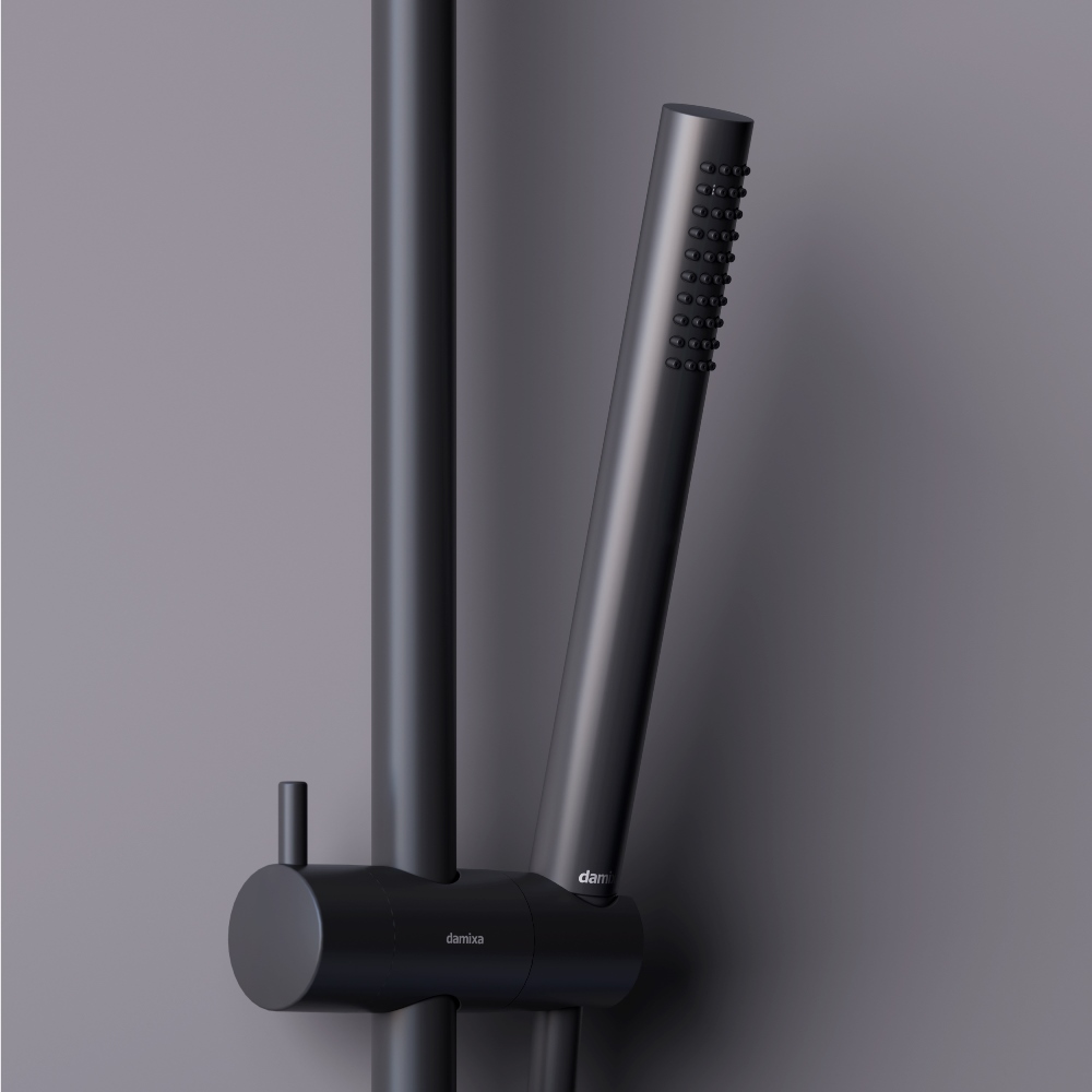 Душевая система Scandinavian Pure с душевым ТМС смесителем полкой, цвет: чёрный