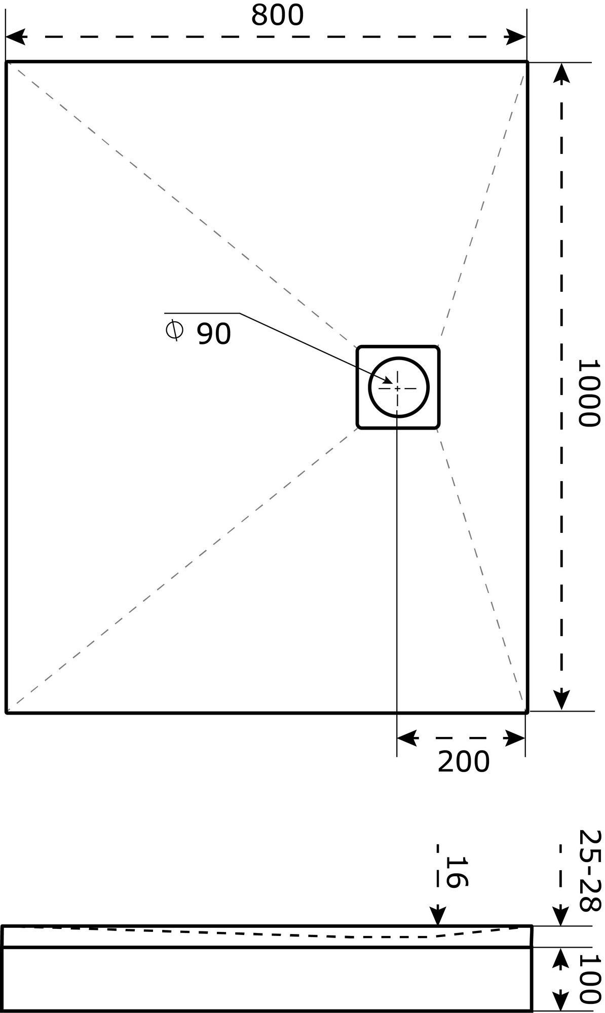 Мраморный душевой поддон Good Door Essentia 2 белый 100x80, ЛП00216