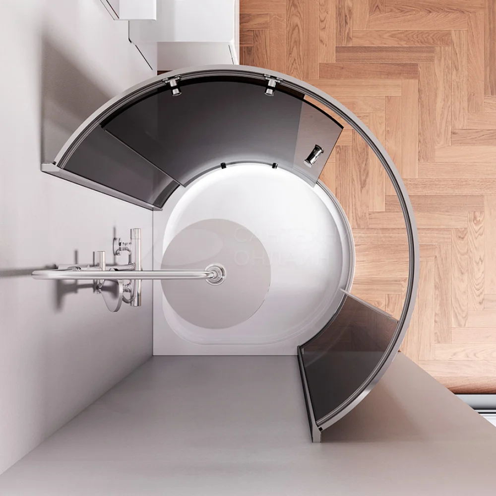 Душевое ограждение Like Round 95x95, тонированное стекло, цвет: хром глянцевый