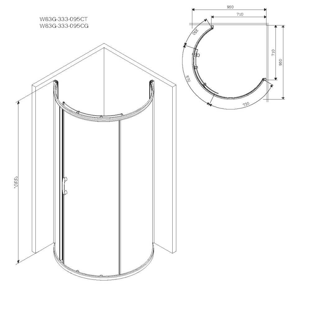 Душевое ограждение Like Round 95x95см, цвет: хром глянцевый