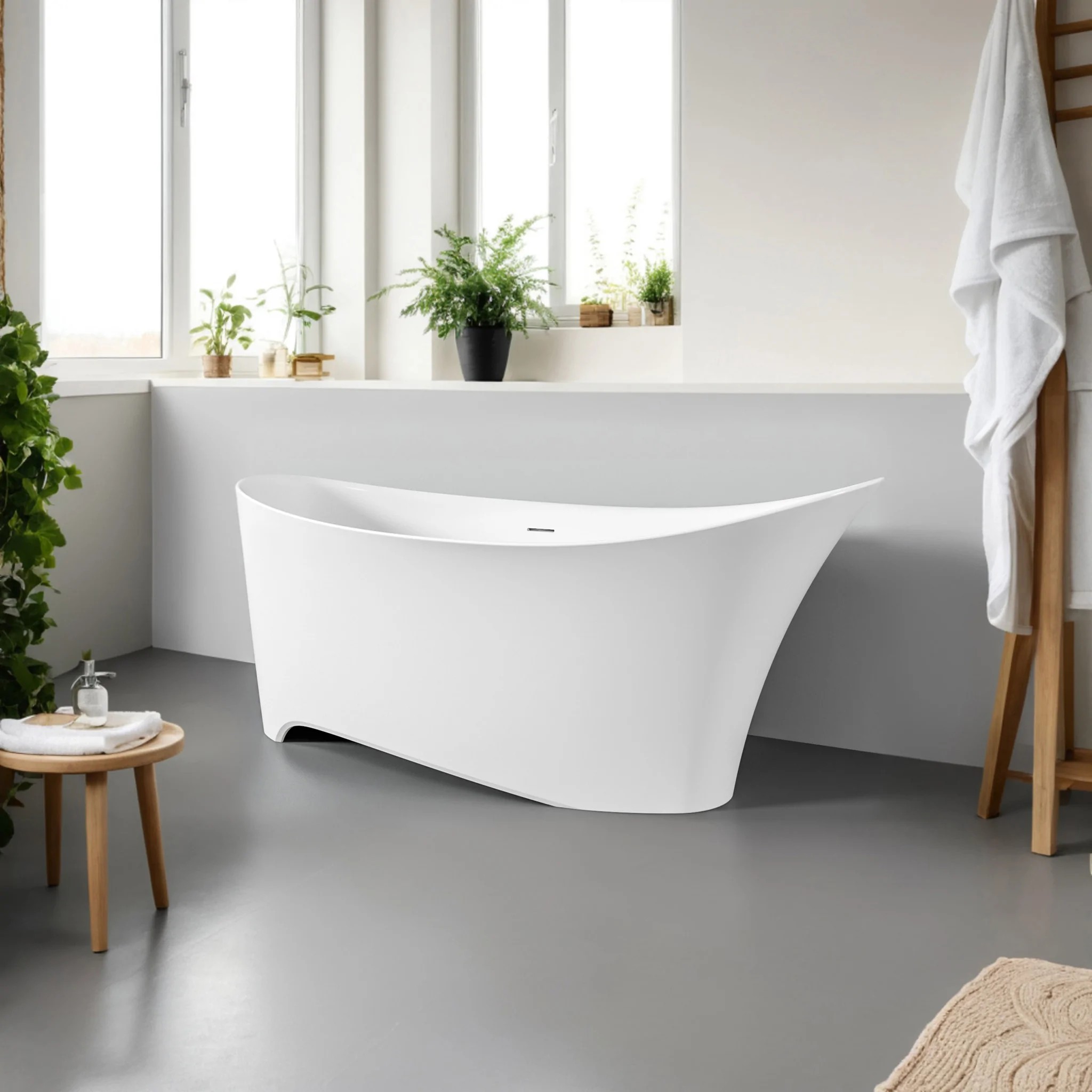Ванна отдельностоящая BAS Иннова 170x75 белый матовый Solid Surface, ВА00040