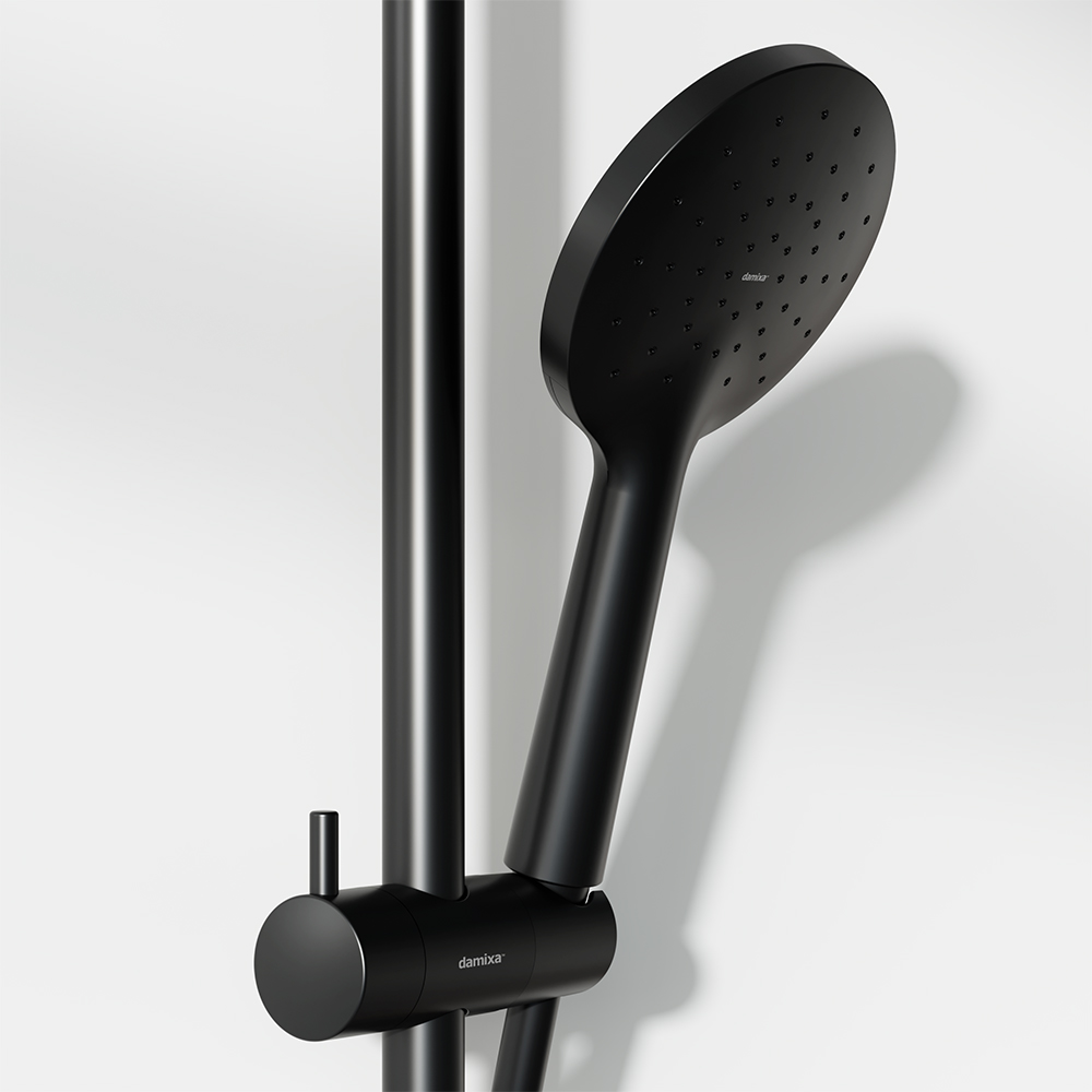 Душевая система Jupiter с душевым ТМС смесителем-полкой, цвет: черный