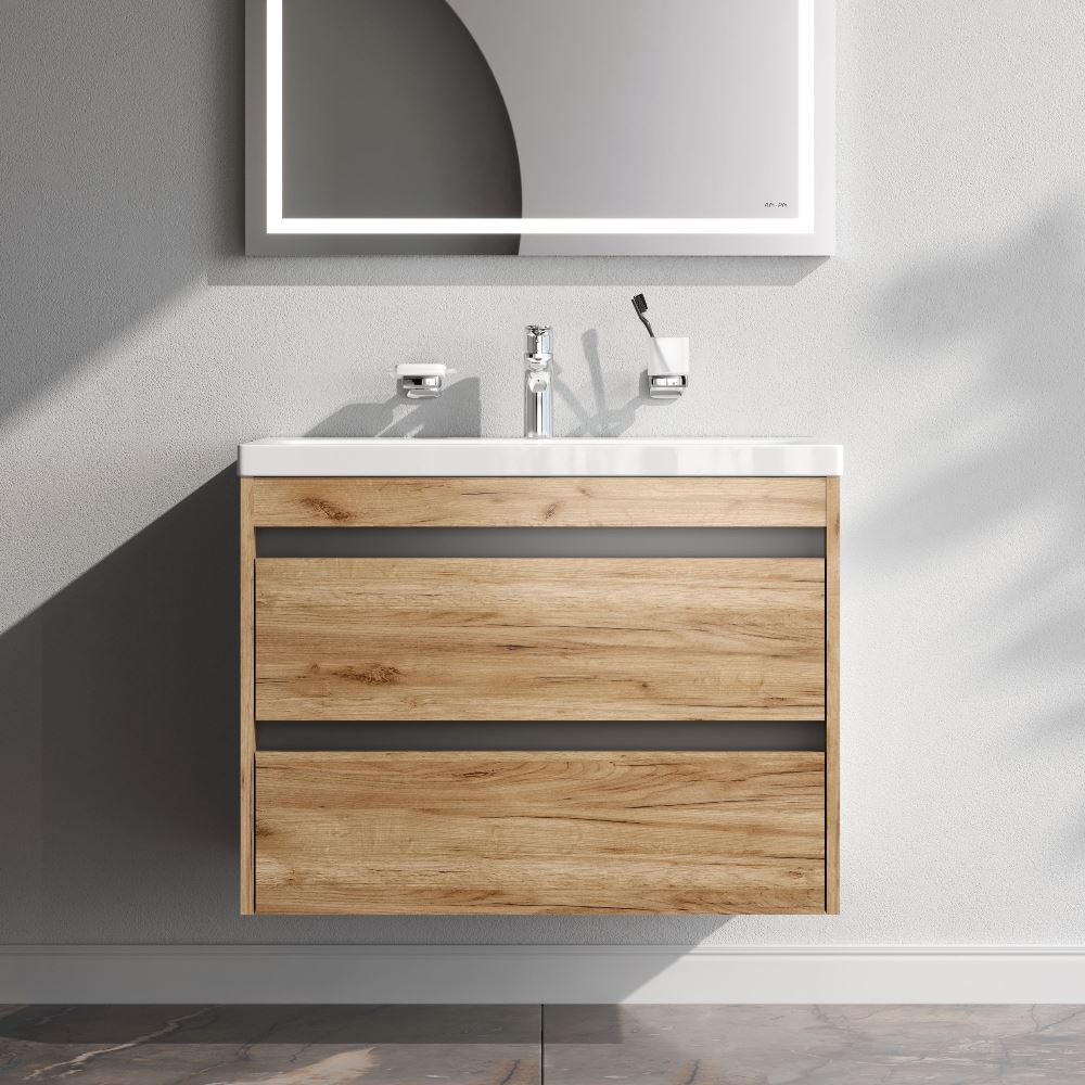 База с раковиной подвесная Pulse, 75 см, цвет: дерево 