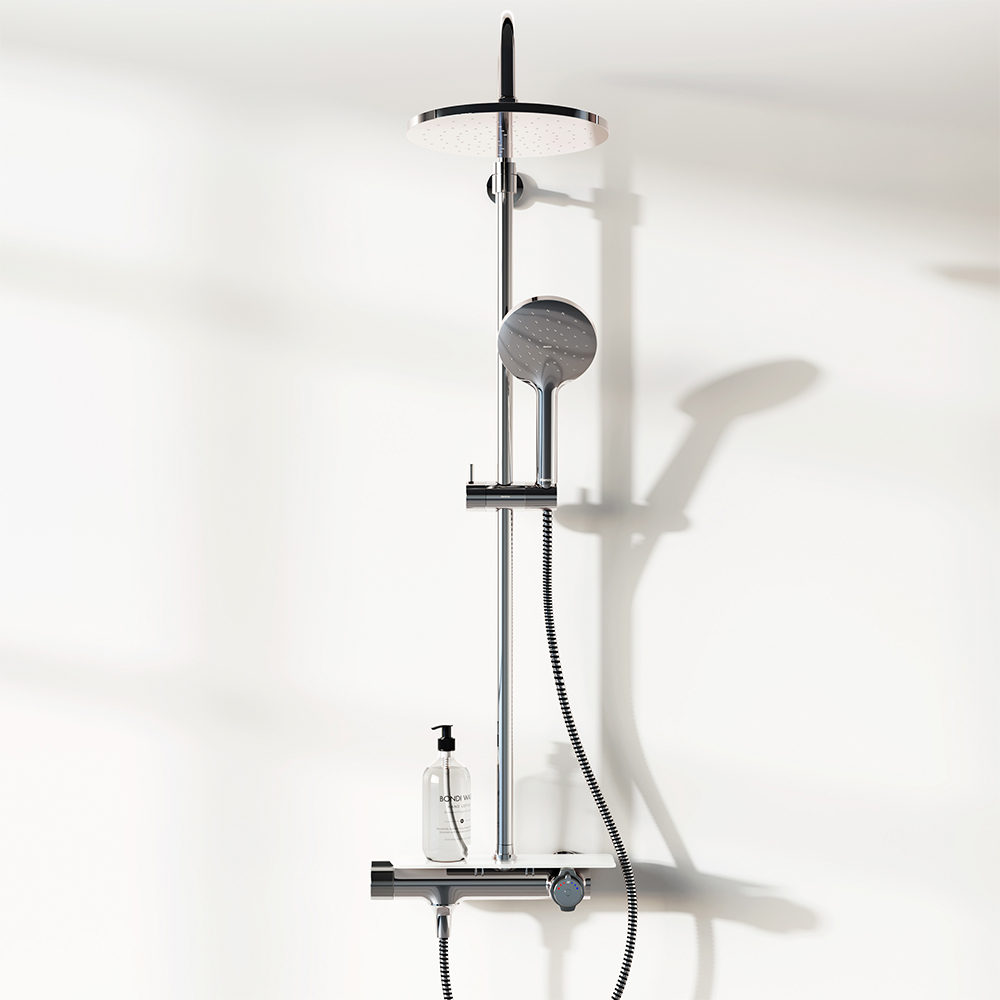 Душевая система Jupiter с душевым ТМС смесителем-полкой, цвет: хром