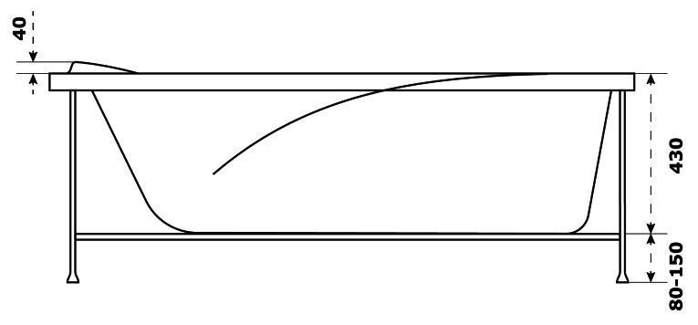 Акриловая ванна BAS Кварта 180x80, В 00017