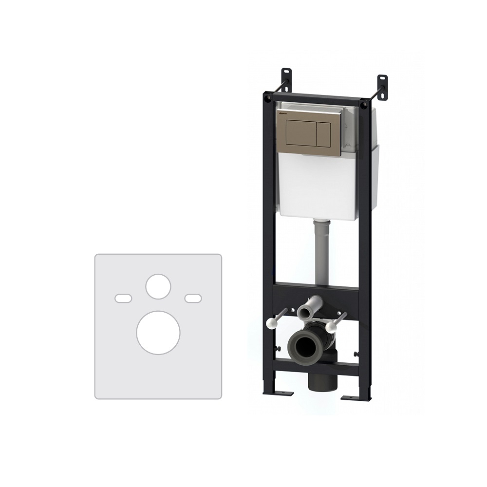  Инсталляция для подвесного унитаза с клавишей, глянцевый хром