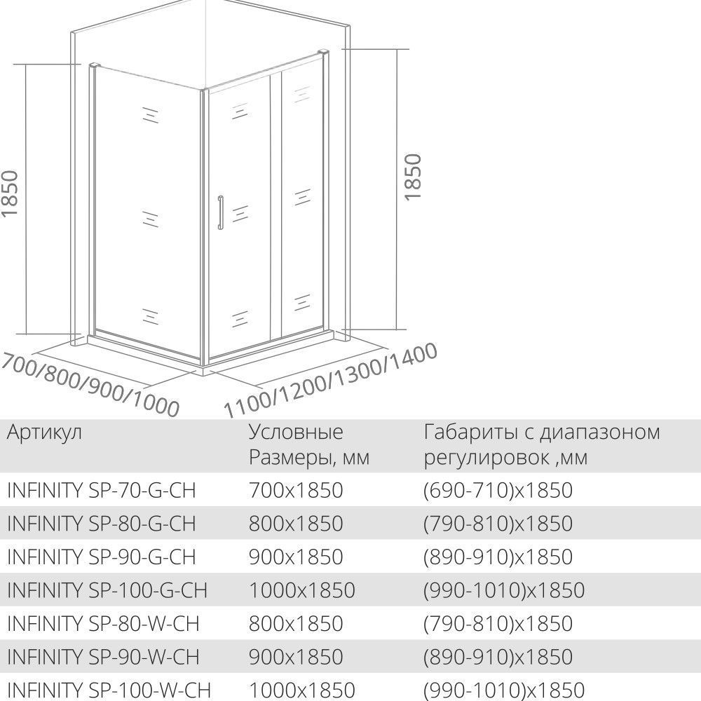 Душевой уголок Good Door Infinity WTW-TD+SP