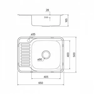 Мойка кухонная Iddis Basic BAS65SLi77, 65 x 50 см, нержавеющая сталь сатин, чаша слева