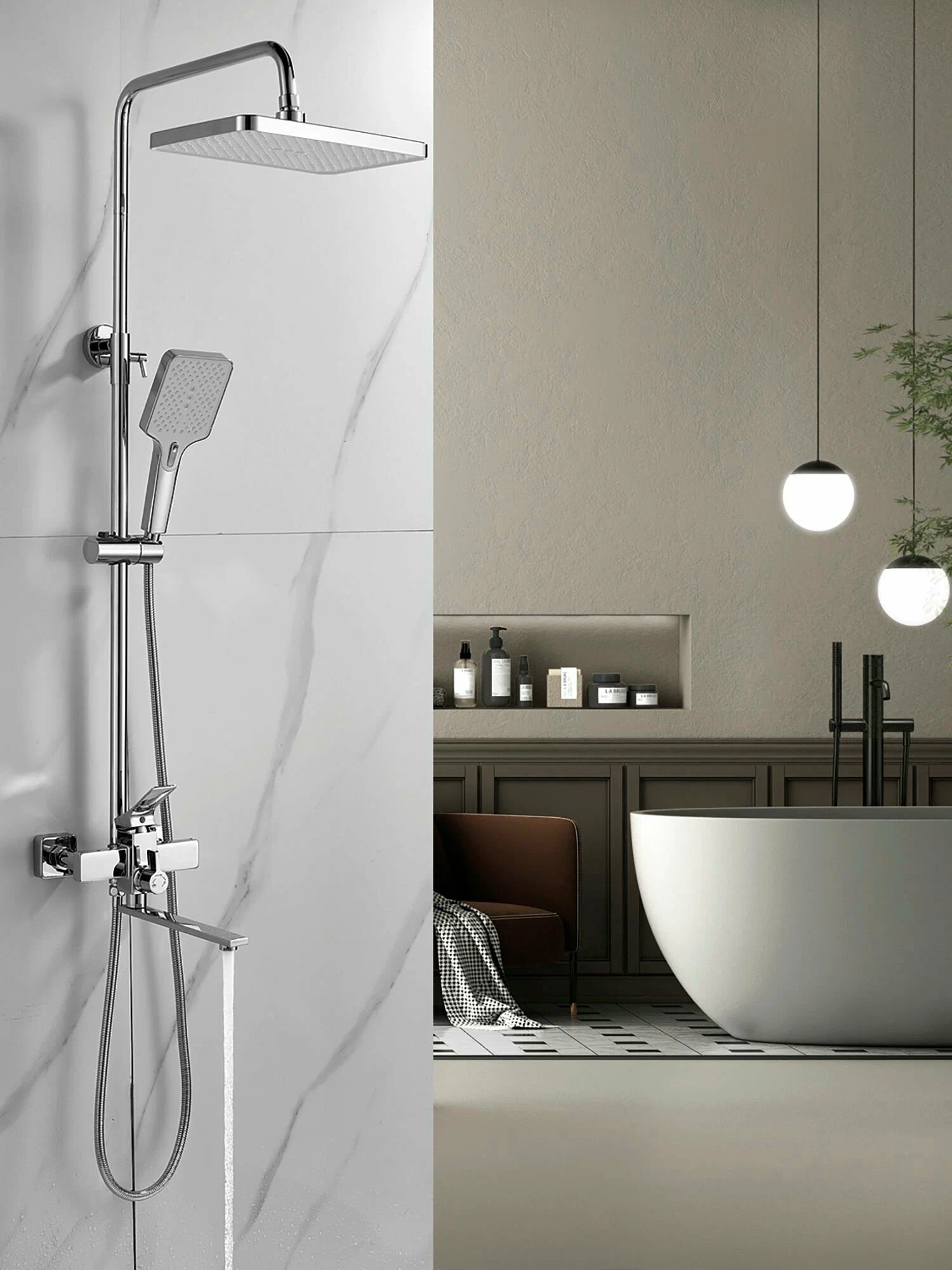 Душевая система S6136 Бренд SHEVANIK, хром