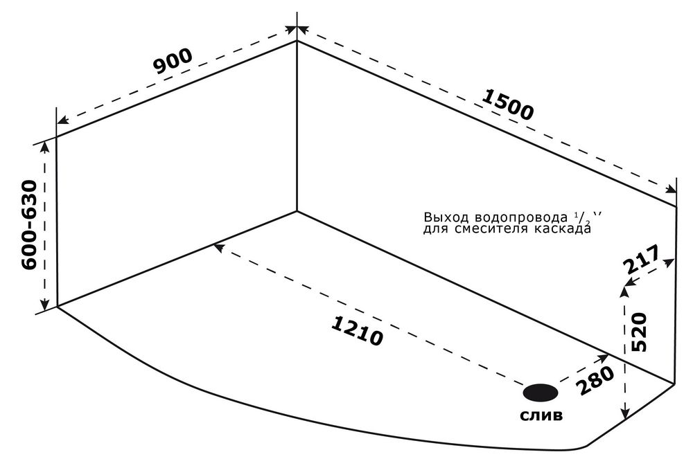 Акриловая ванна BAS Камея Pro 150x90 левая, В А0117
