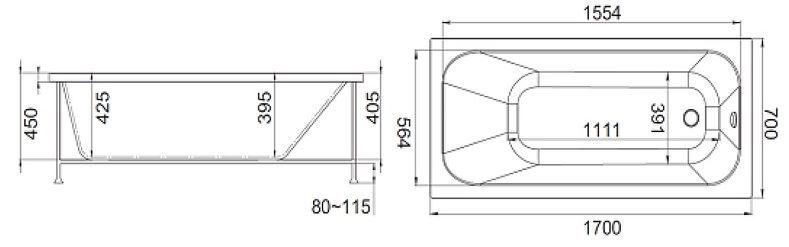 Ванна акриловая Jacob Delafon Trocadero 170x70, E6D353RU-00