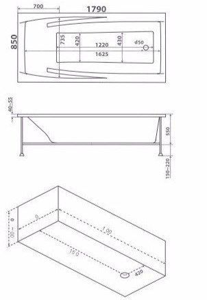 Акриловая ванна BAS Эвита 180x85, В 00043
