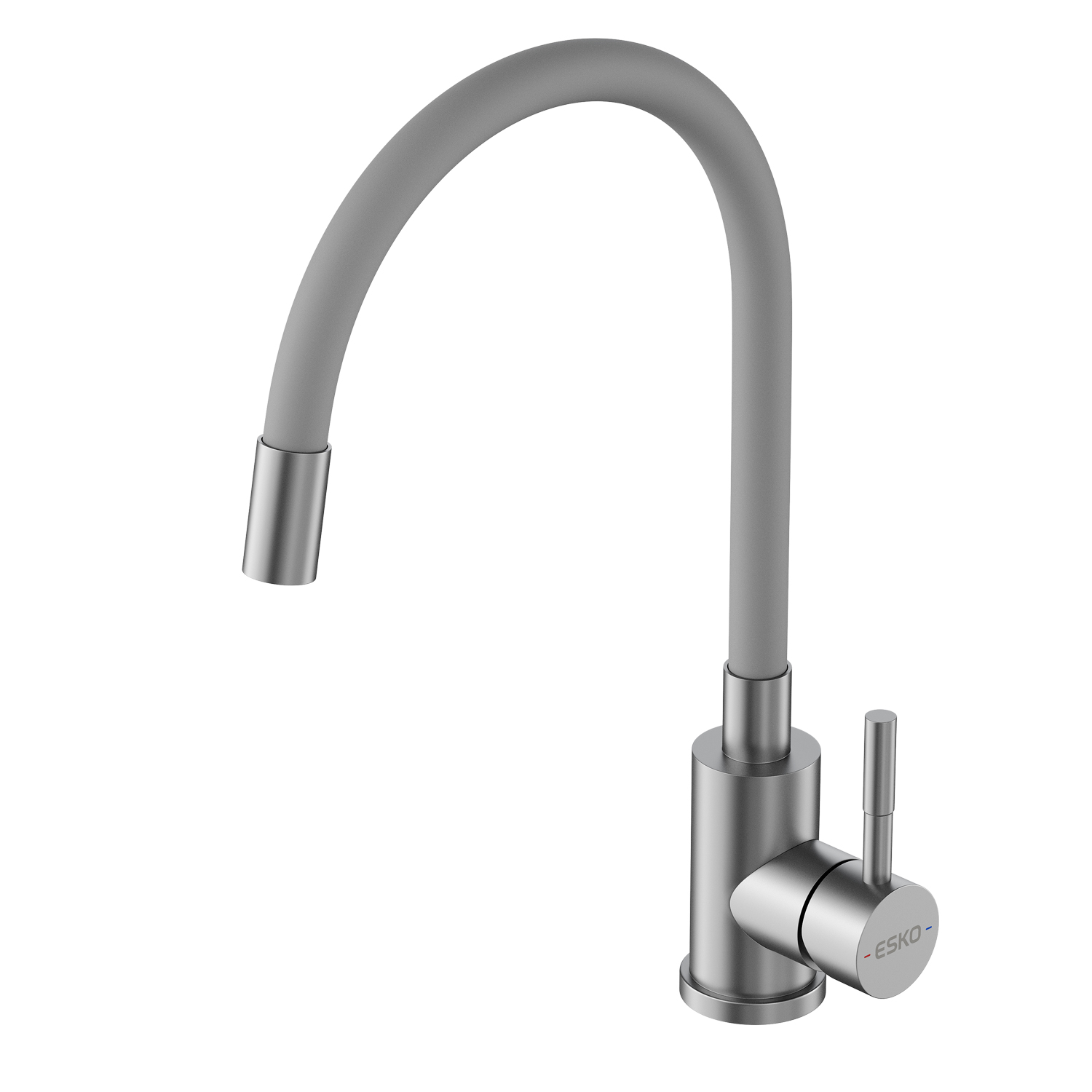 Смеситель для кухни K44SG, Кухня/Kitchen, гибкий излив, нержавеющая сталь/серый, ESKO