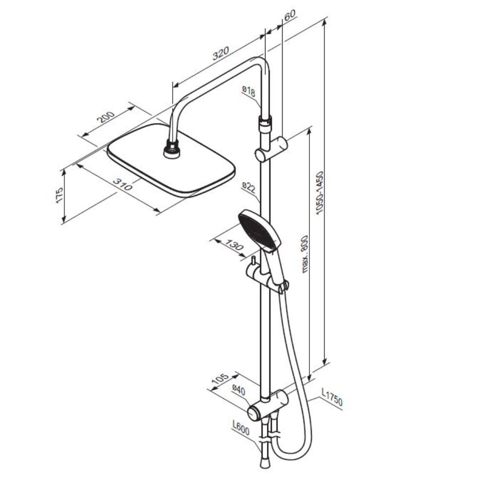 Душевая система Merkur, цвет: черный