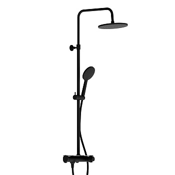 Душевая система Jupiter с душевым ТМС смесителем-полкой, цвет: черный